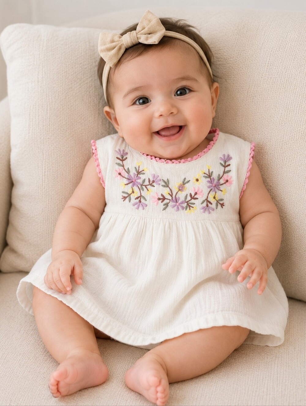 Baby GAP Embroidered Floral Spring Summer Dress Bloomers Set 3-6 Months